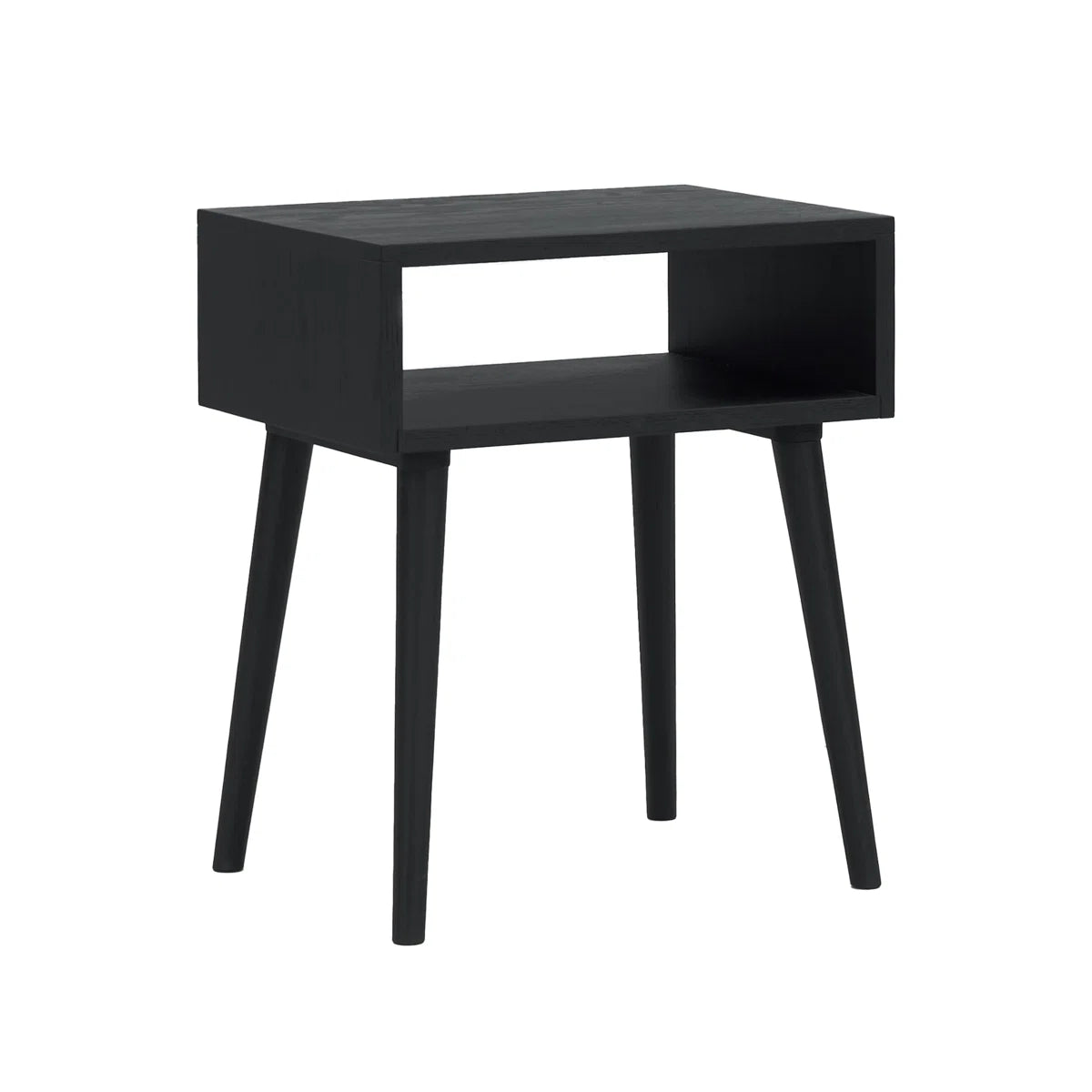 Carpentray Wooden Open Bedside Table (Black)