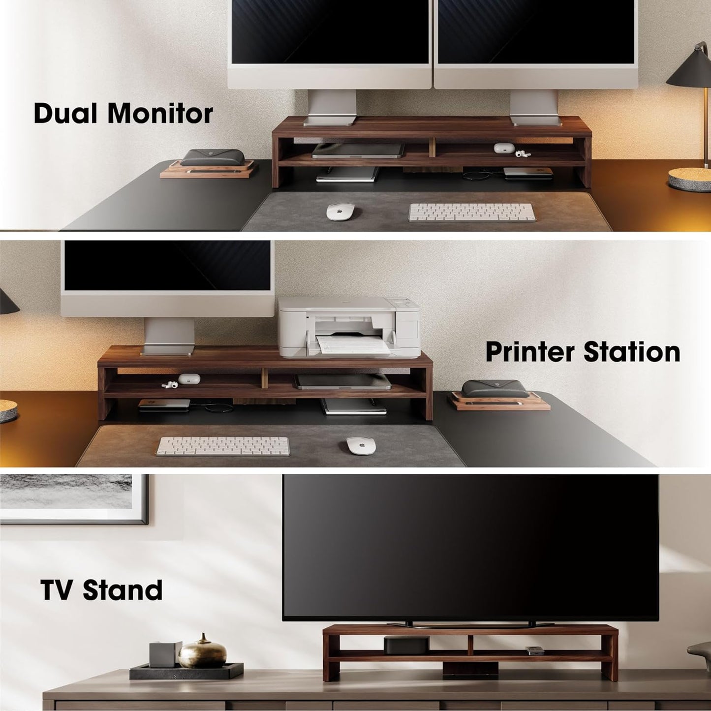 Carpentray 140Cm Dual Shelf Wooden Monitor Riser