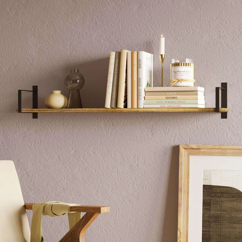 Carpentray Wooden & Metal Classic Wall Shelf ( Set of 2 )