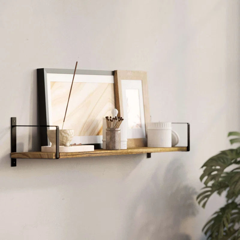 Carpentray Wooden & Metal Classic Wall Shelf ( Set of 2 )