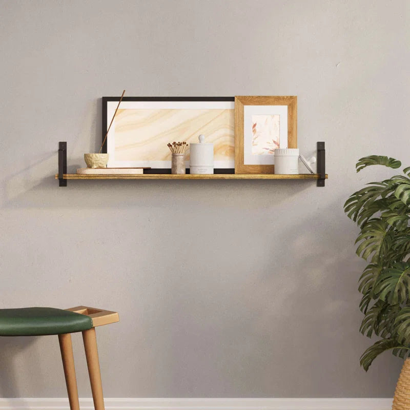 Carpentray Wooden & Metal Classic Wall Shelf ( Set of 2 )