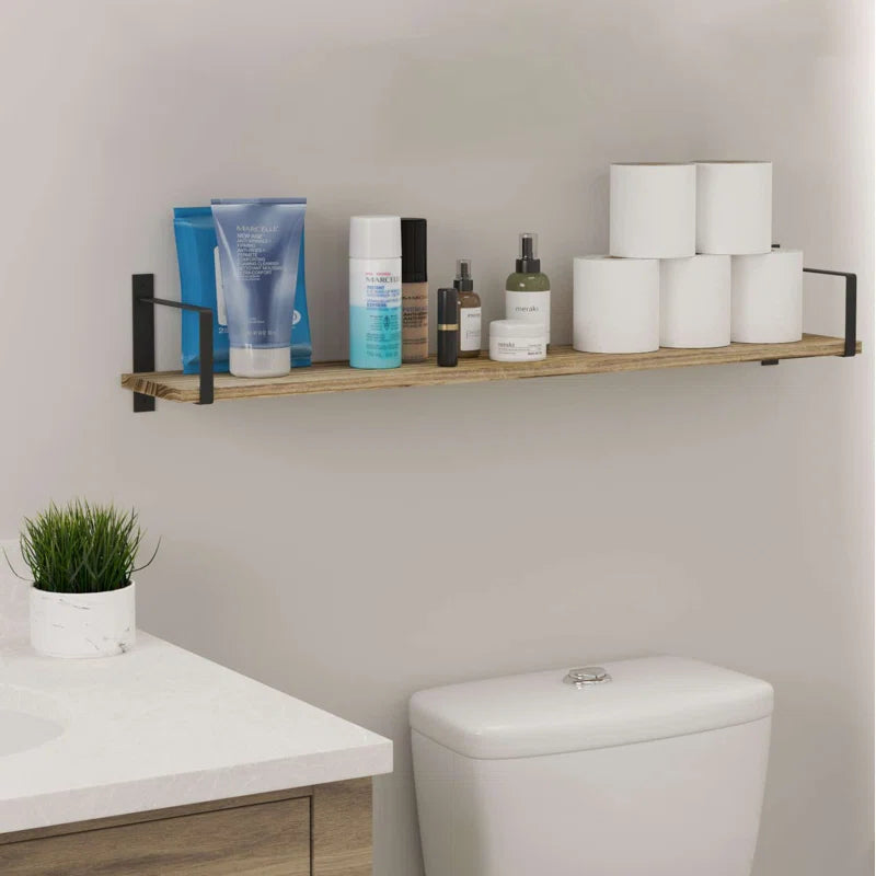 Carpentray Wooden & Metal Classic Wall Shelf ( Set of 2 )