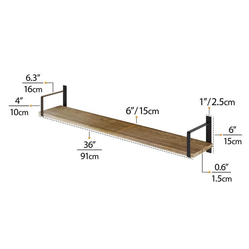 Carpentray Wooden & Metal Classic Wall Shelf ( Set of 2 )