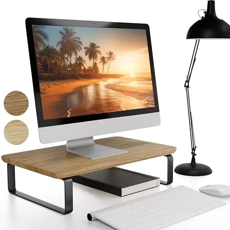 Carpentray Wooden Monitor Riser Metal Legs