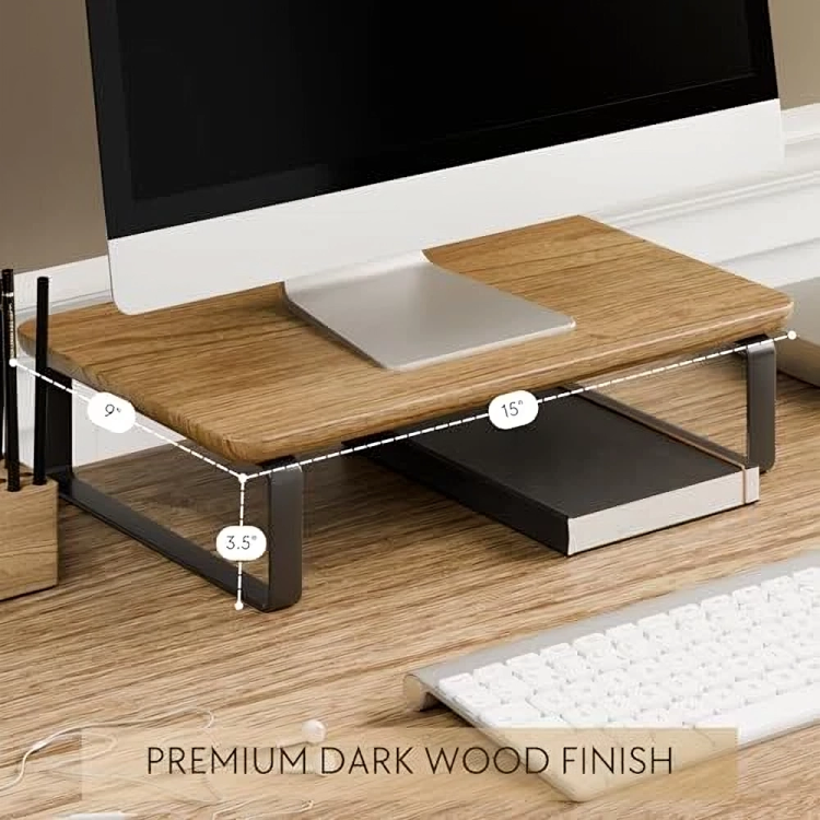 Carpentray Wooden Monitor Riser Metal Legs