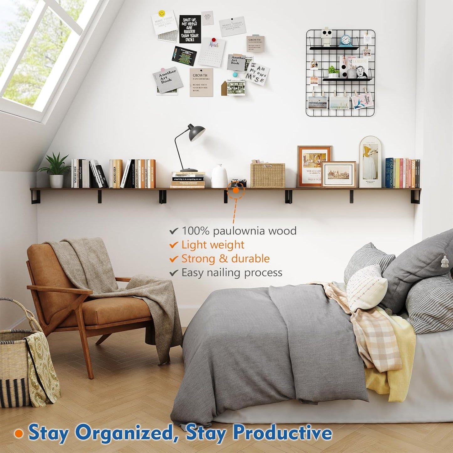 Carpentray 36x8 inch Floating Shelves for Wall Set of 3