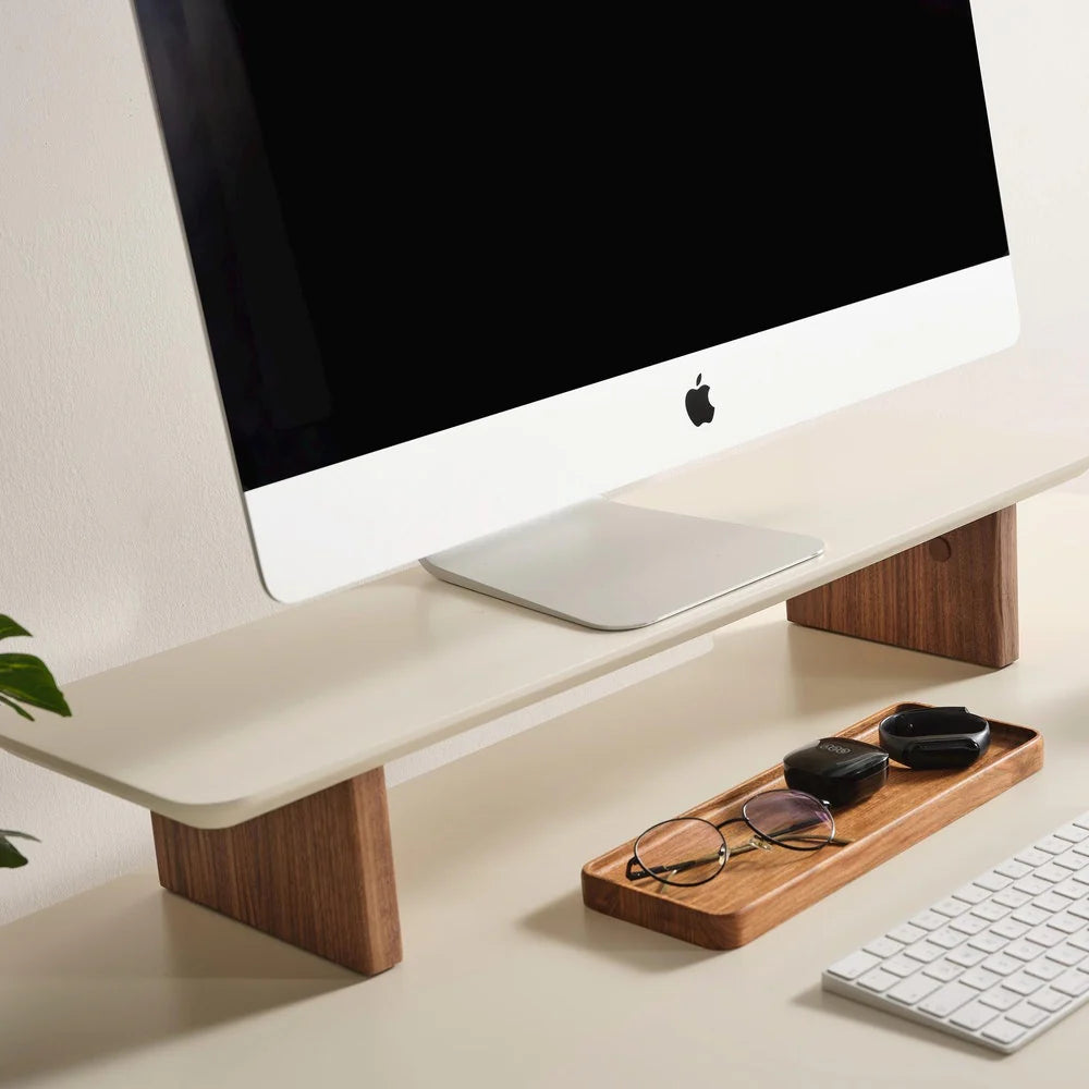 Carpentray 100Cm Long Wooden Monitor Riser (White & Brown)