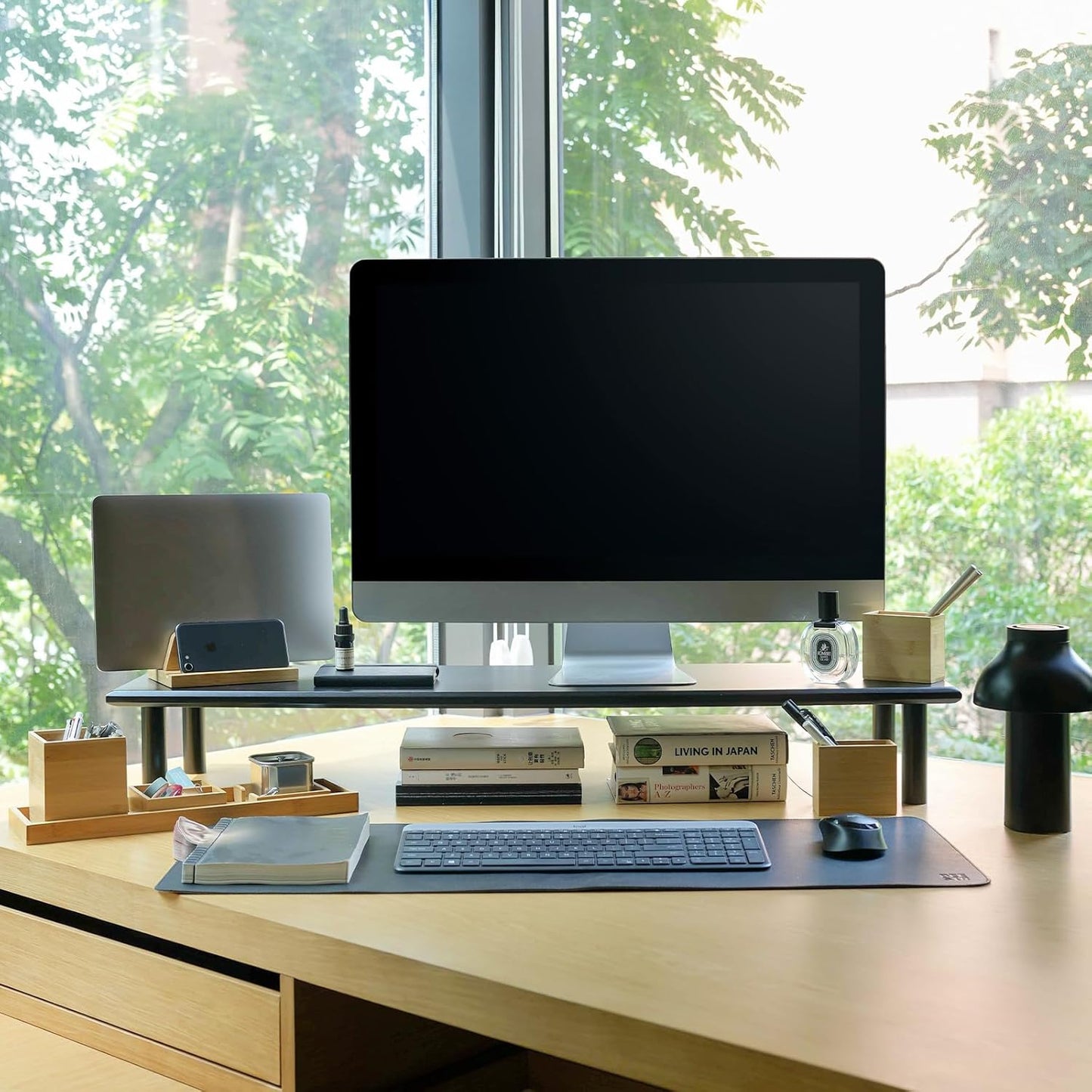 Carpentray 100cm Long Monitor Stand Riser Sheesham Wood (Balck)