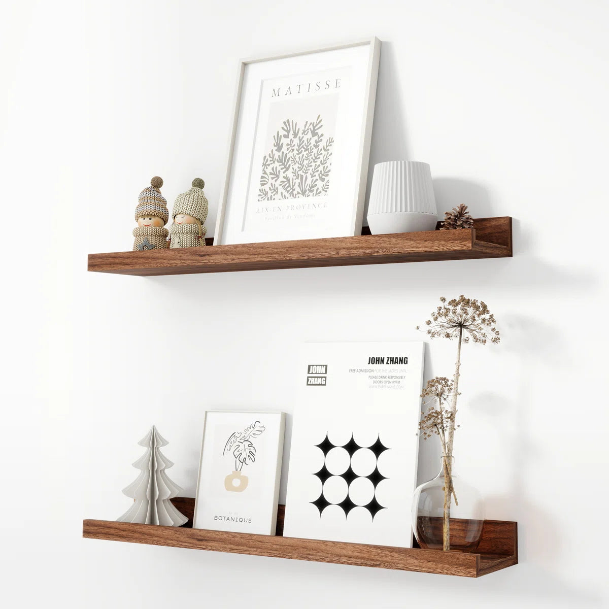Carpentray 24 inch Long Set of 2 Wooden Wall Shelf (Brown)