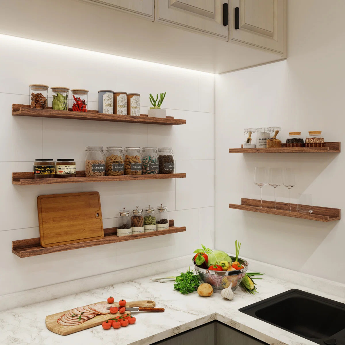 Carpentray 24 inch Long Set of 2 Wooden Wall Shelf (Brown)