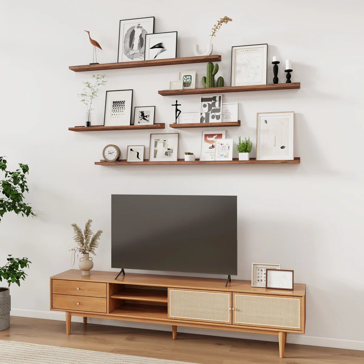 Carpentray 24 inch Long Set of 2 Wooden Wall Shelf (Brown)