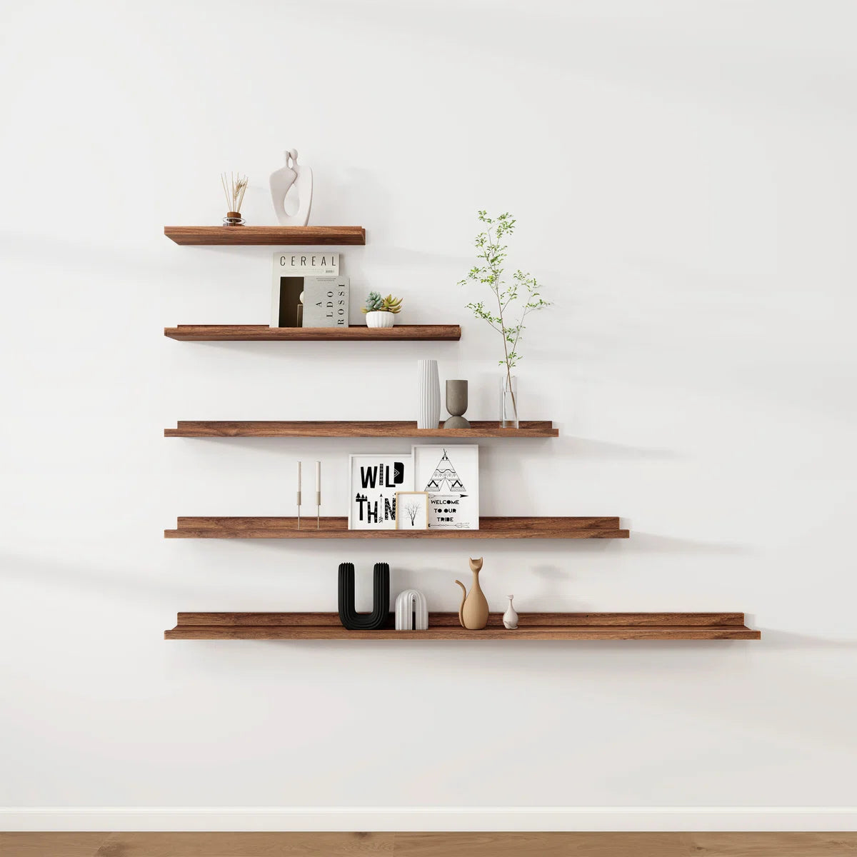 Carpentray 24 inch Long Set of 2 Wooden Wall Shelf (Brown)