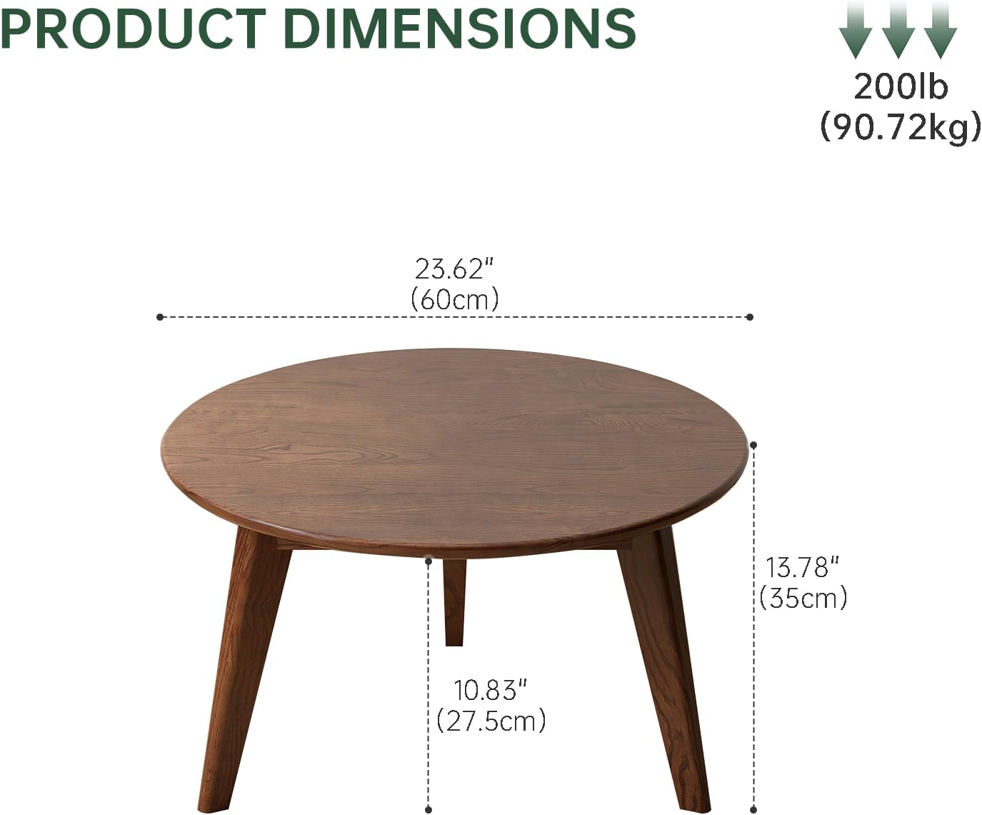 Carpentray 24x24 Inch Round Wooden Coffee Table