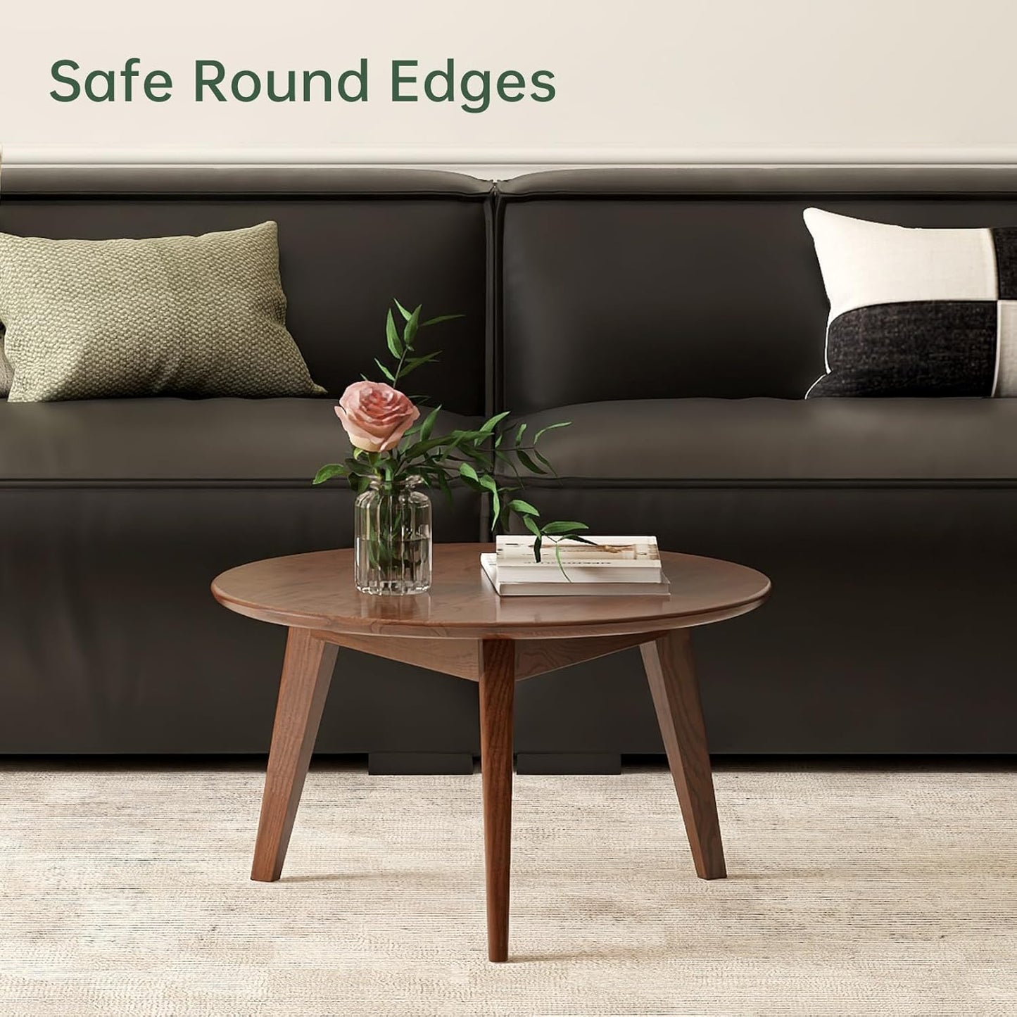 Carpentray 24x24 Inch Round Wooden Coffee Table