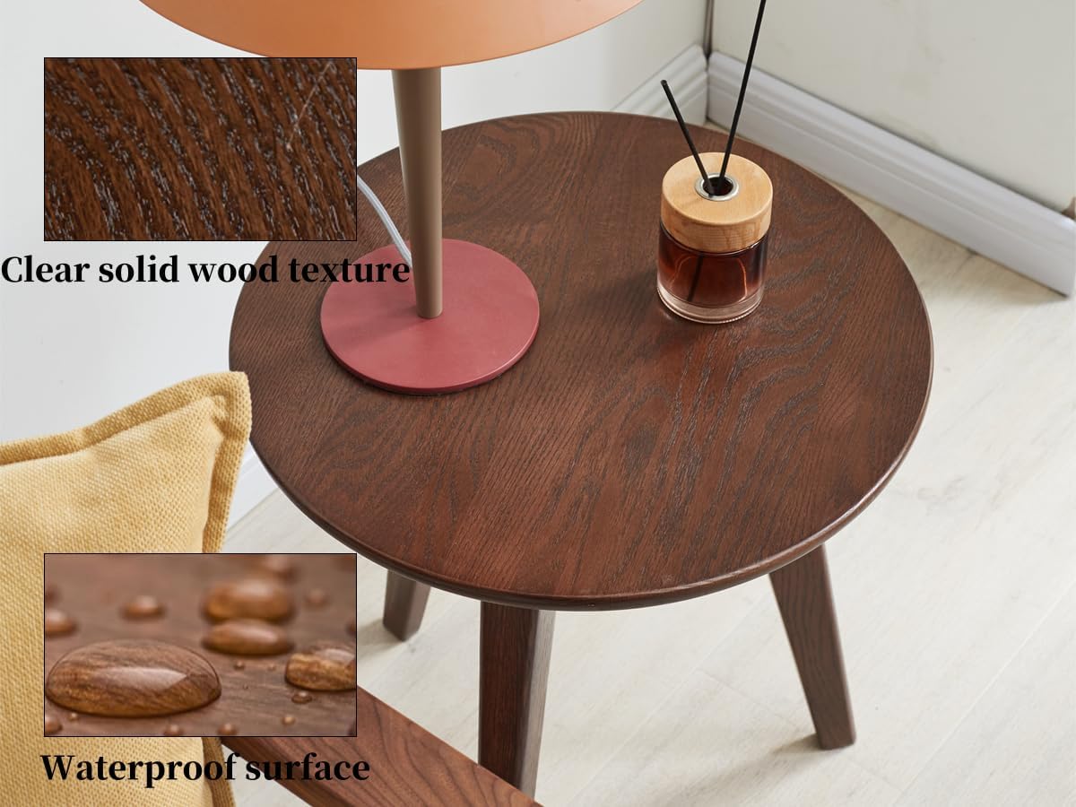 Carpentray 24x24 Inch Round Wooden Coffee Table