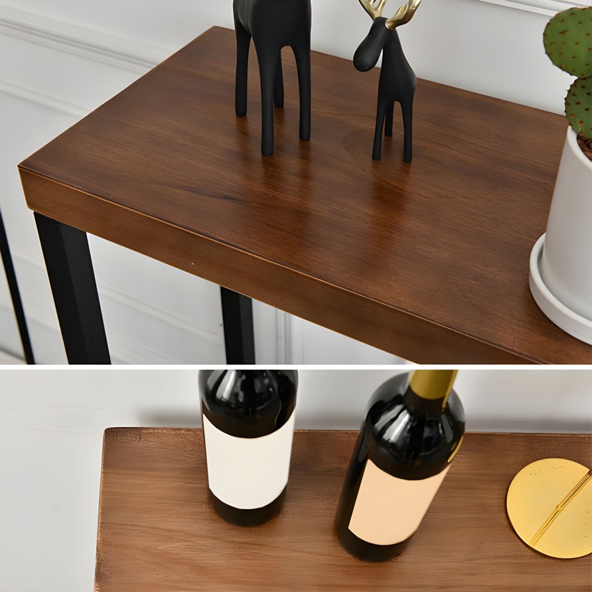 Carpentray 80cm Long Dual Shelf Console Table Dark Walnut