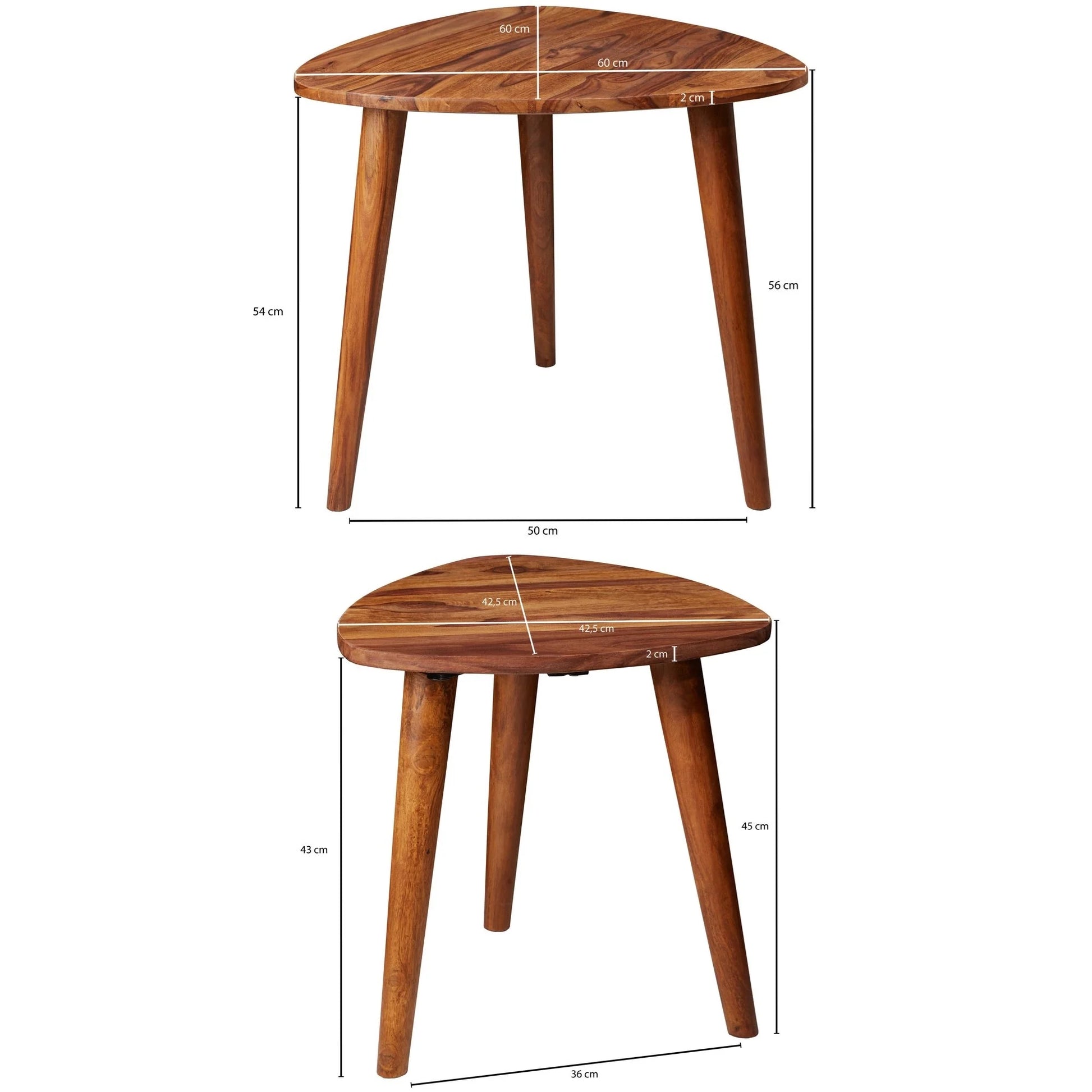 carpentray solid wood nested side table in honey oak finish
