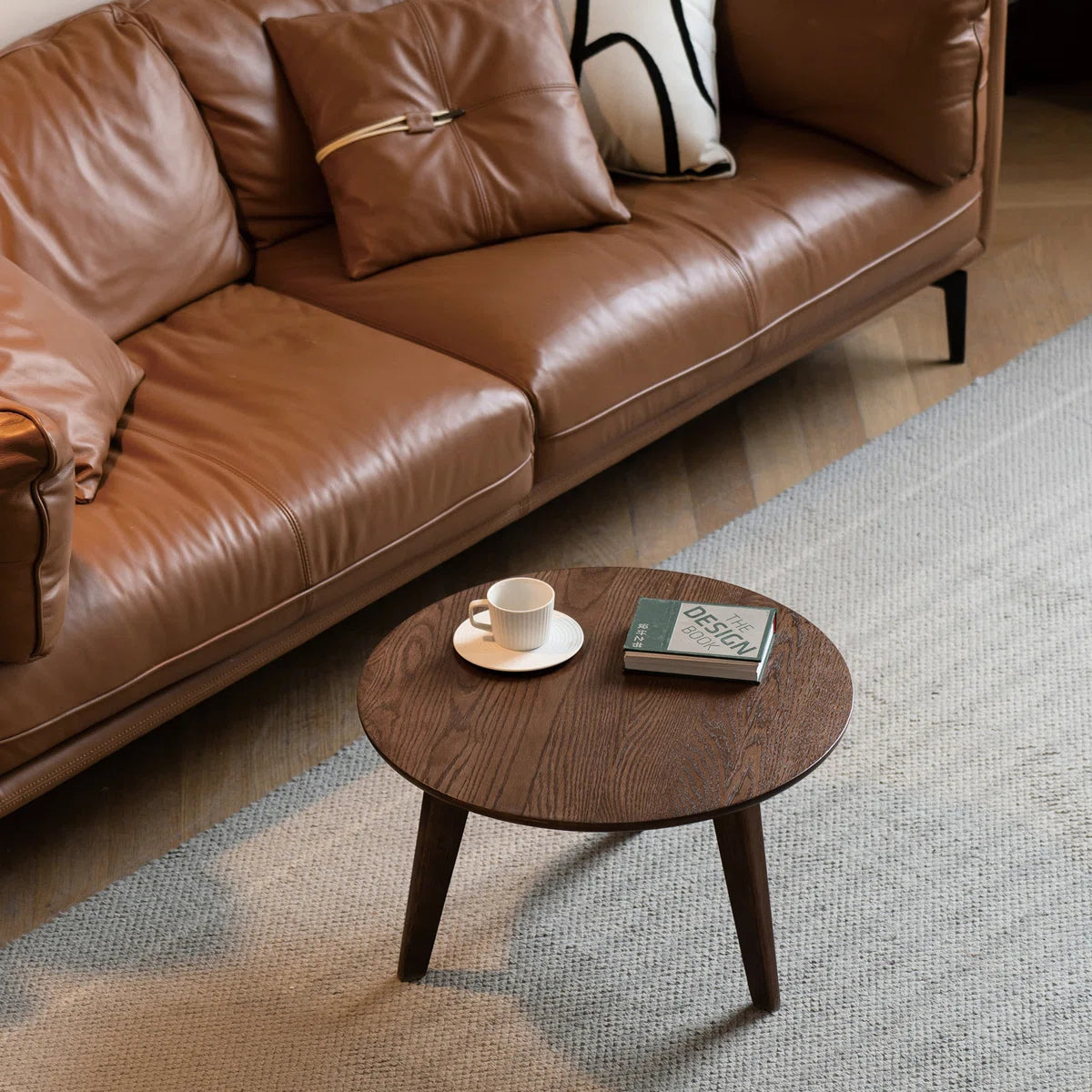 Carpentray 24x24 Inch Round Walnut Coffee Table