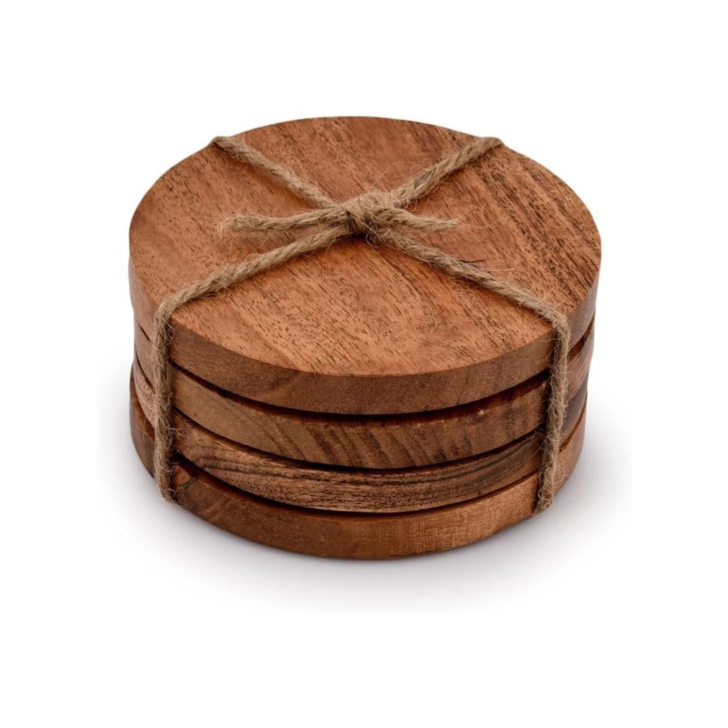 carpentray round wooden coaster set of 4