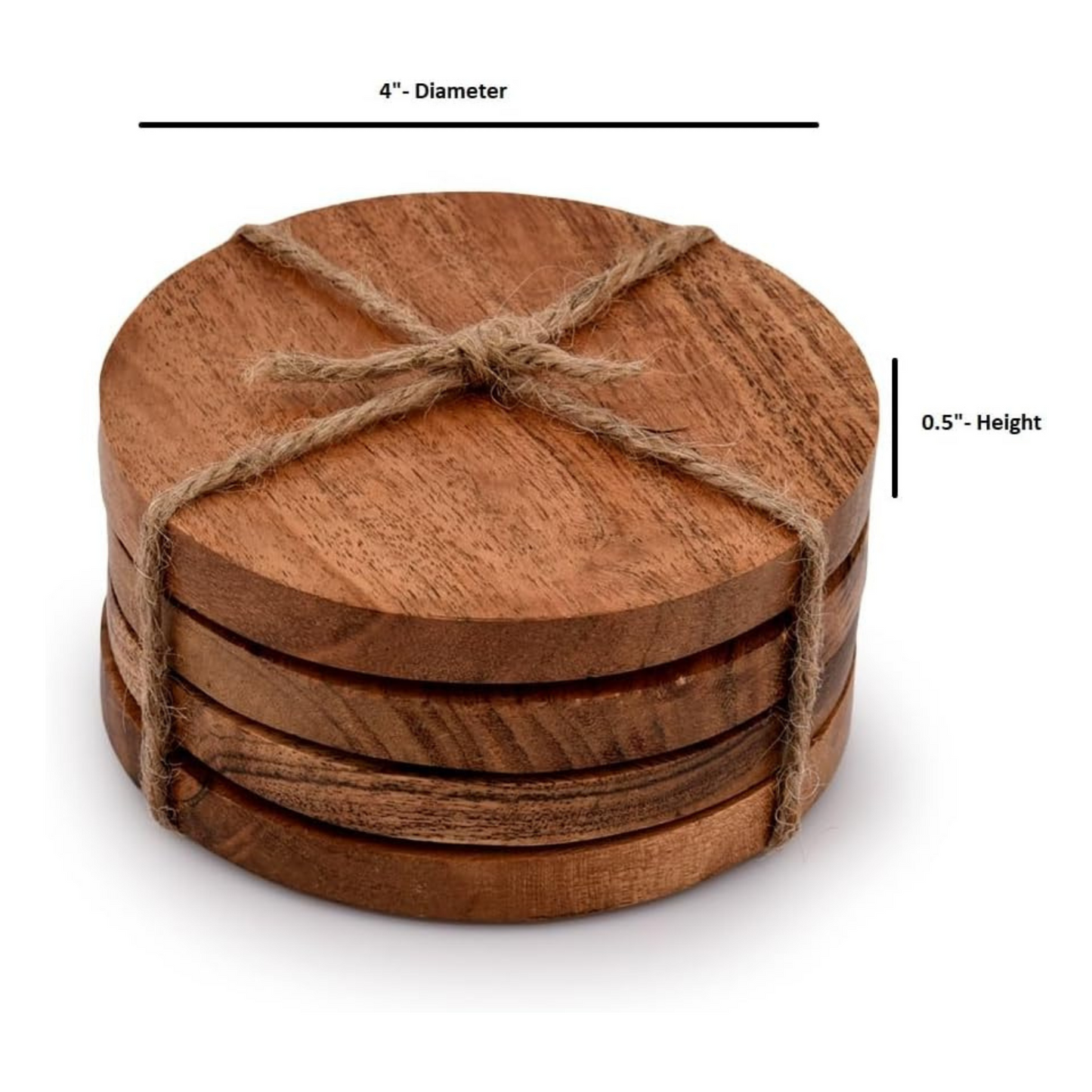 Carpentray Round Wooden Coaster Set of 4