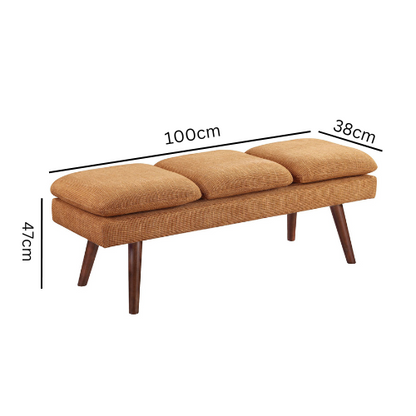 carpentray 100cm long benche in solid sheesham with cushion | sitting bench