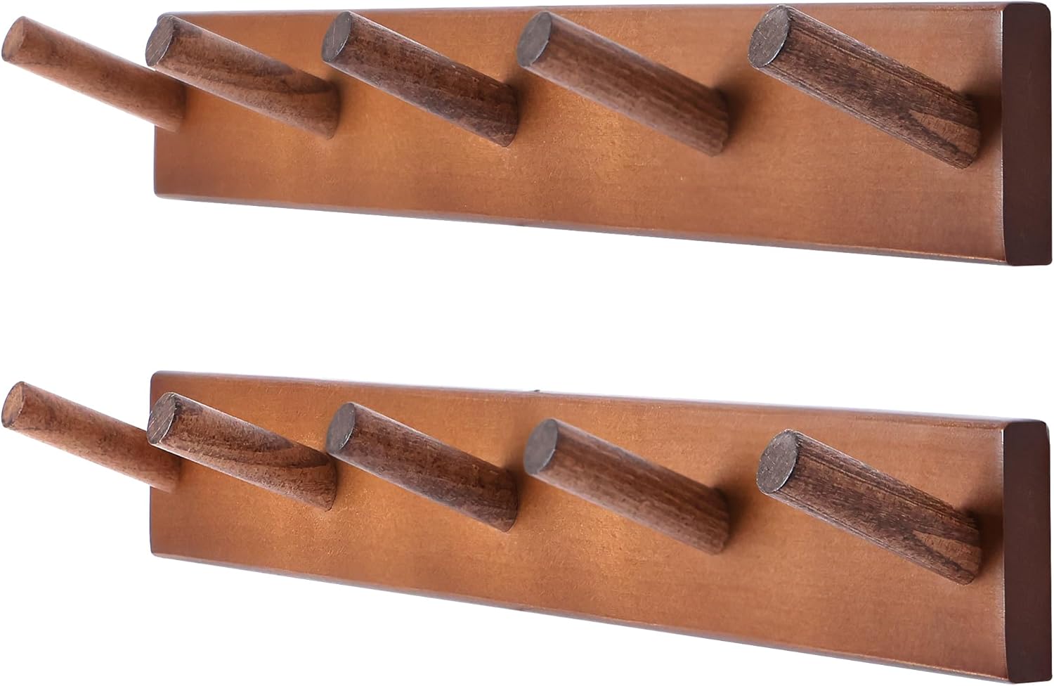 carpentray 2 pack coat rack wall mount, 17 inch coat hooks for hanging, wooden wall hooks rack coat hanger for purse clothes jacket backpack in entryway mudroom bathroom kitchen