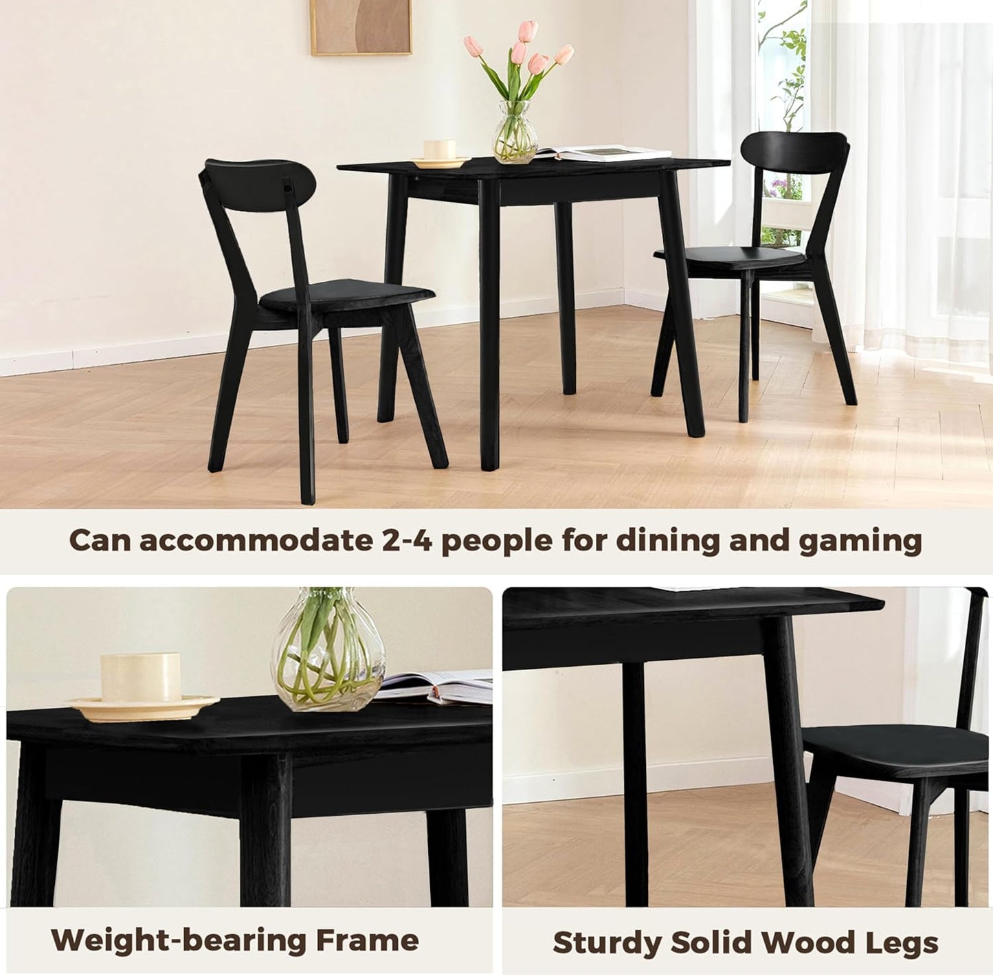 Carpentray 32" Solid Wood Dining Table, Modern Small Dining Table