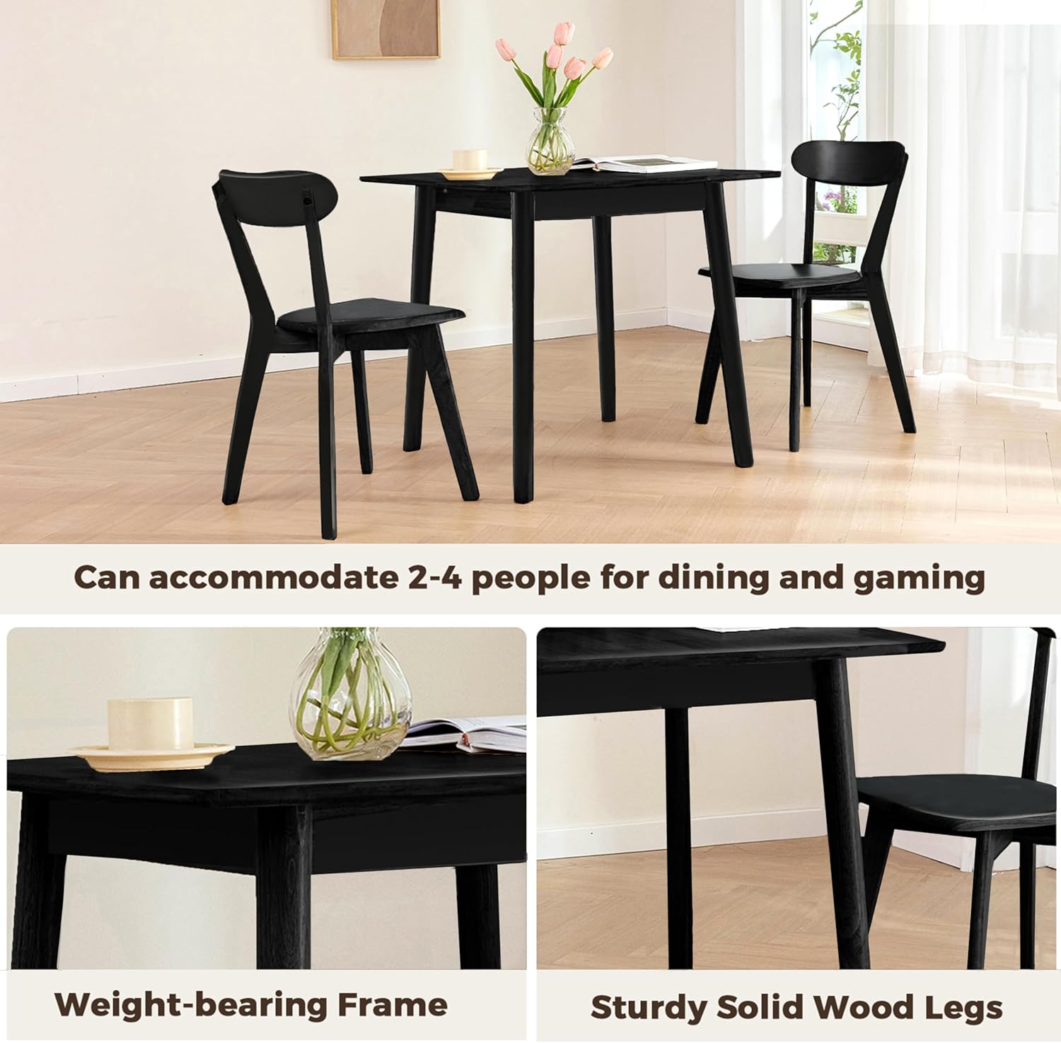 carpentray 32" solid wood dining table, modern small dining table