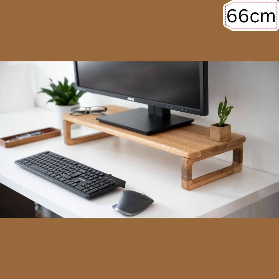 Carpentray 66cm Long Wooden Classic Monitor Riser Teak Brown Finished ...