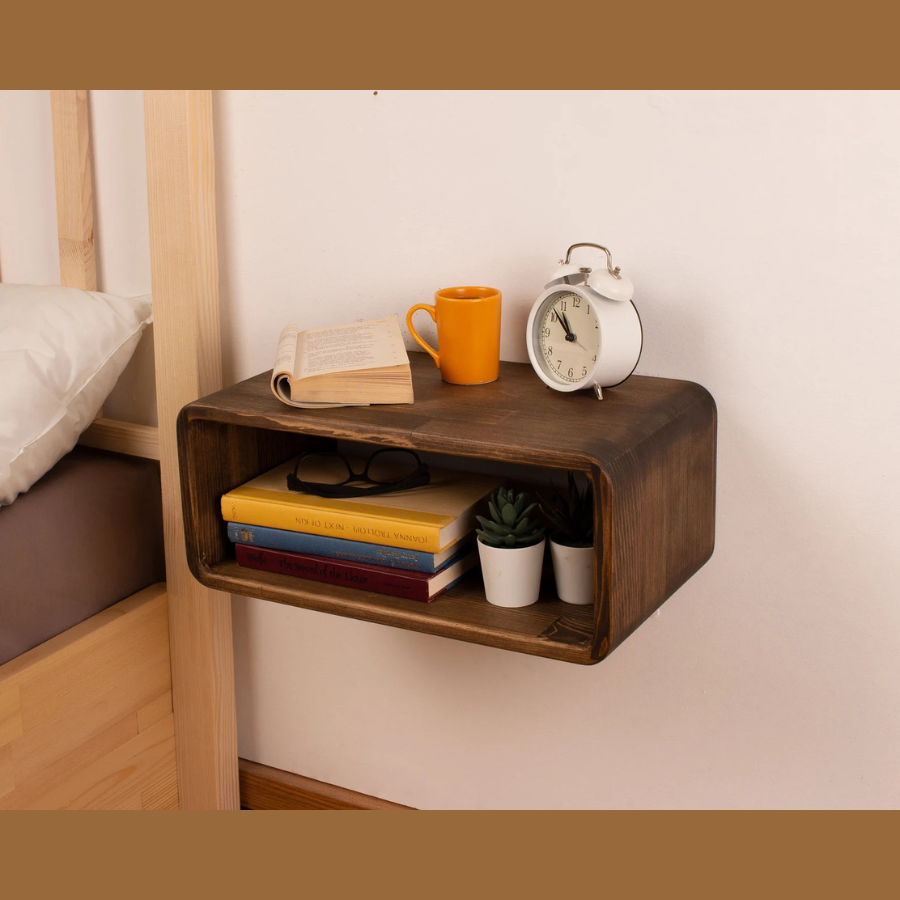 carpentray wooden wall nightstand bedside (brown)