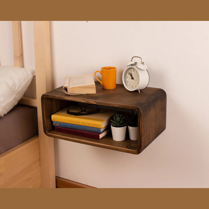 carpentray wooden wall nightstand bedside (brown)