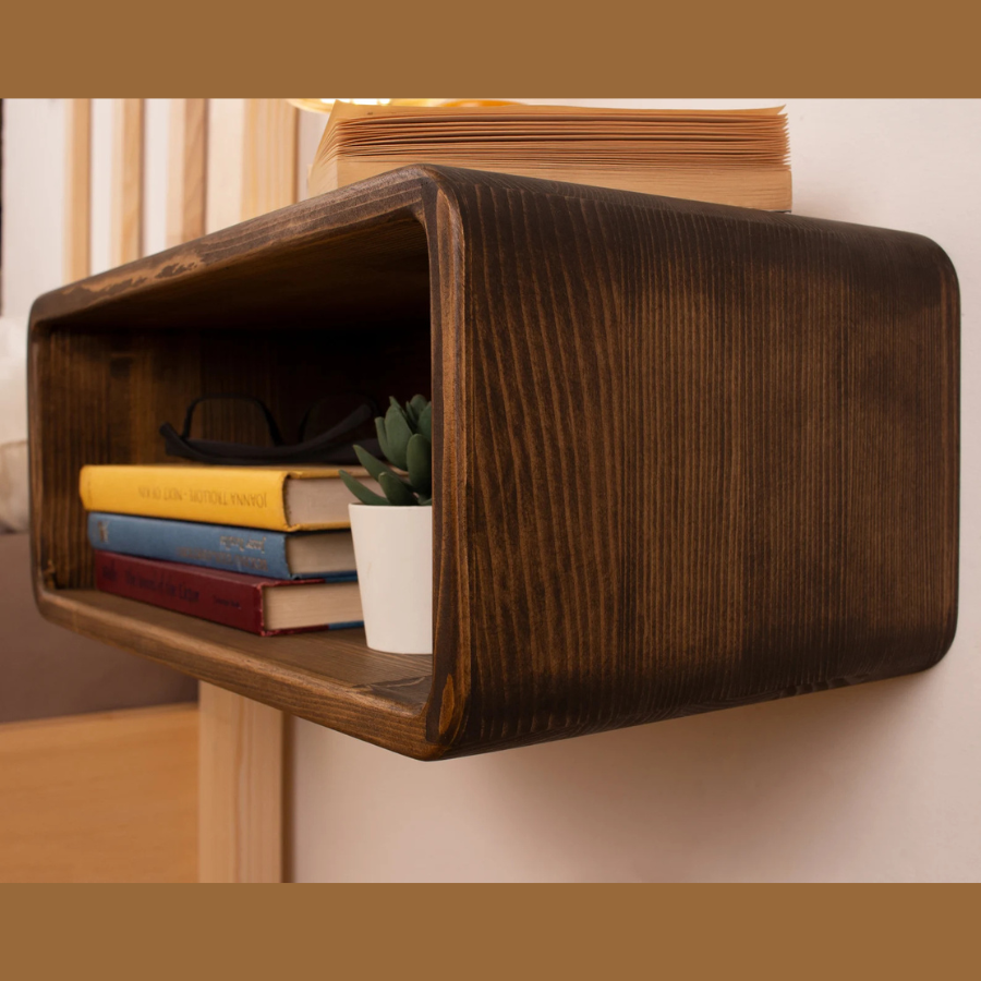 carpentray wooden wall nightstand bedside (brown)