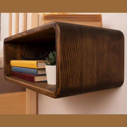 carpentray wooden wall nightstand bedside (brown)