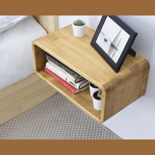 Carpentray Wooden Wall Nightstand Bedside (Teak Finish)