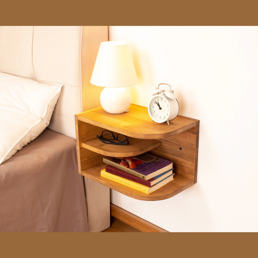 Carpentray Modern Floating Nightstand, Wood Bedside Table  Nightstand Shelf,