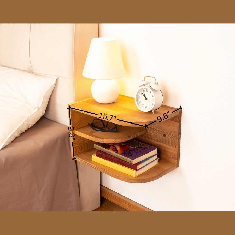 Carpentray Modern Floating Nightstand, Wood Bedside Table  Nightstand Shelf,