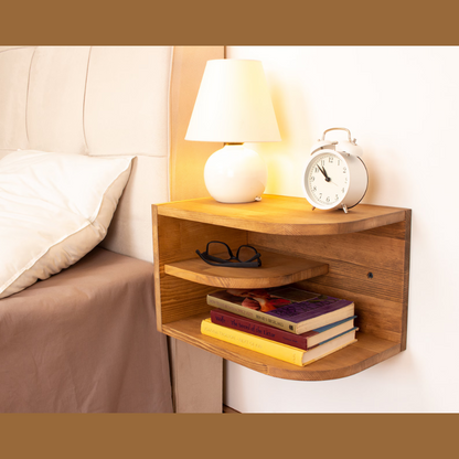 carpentray modern floating nightstand, wood bedside table  nightstand shelf,