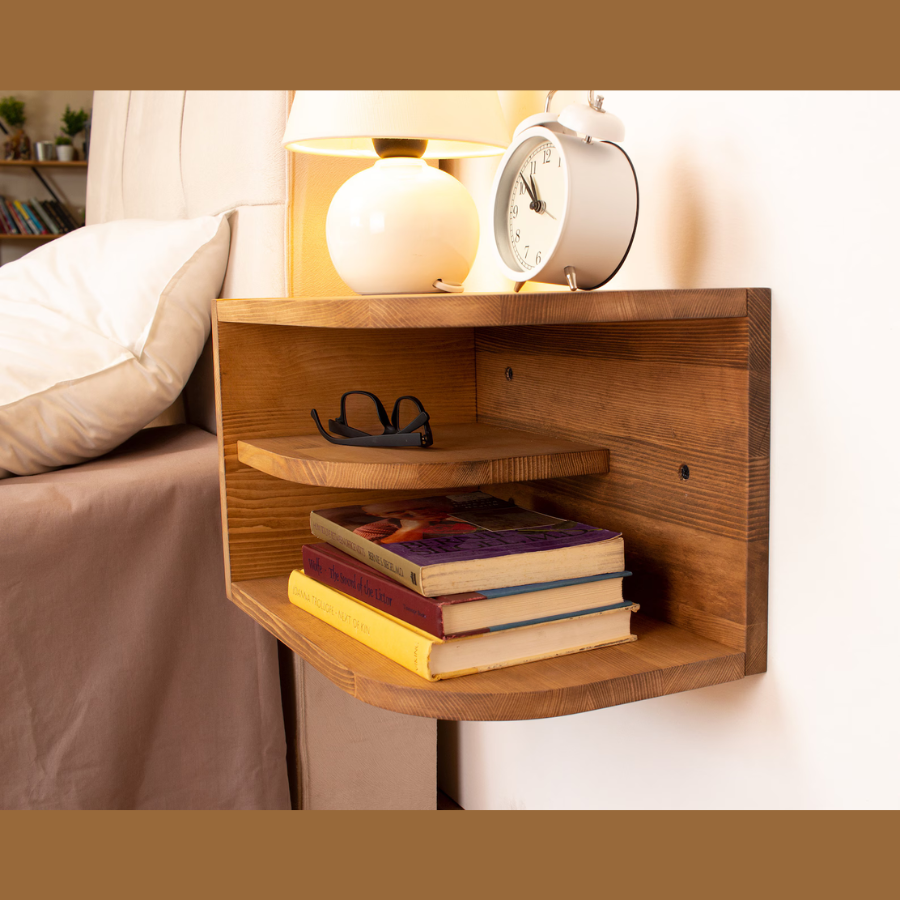 Carpentray Modern Floating Nightstand, Wood Bedside Table  Nightstand Shelf,