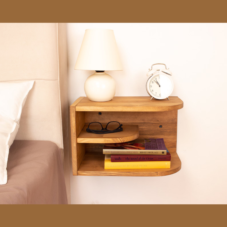 Carpentray Modern Floating Nightstand, Wood Bedside Table  Nightstand Shelf,