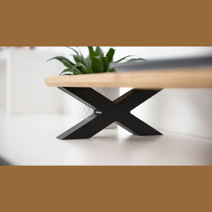 carpentray 80cm long wooden monitor stand x style black legs