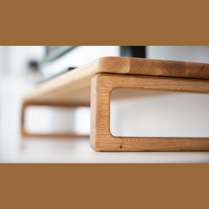 carpentray 100cm long wooden classic monitor riser teak brown finished
