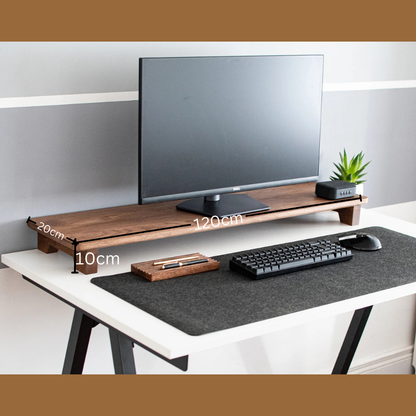 carpentray 120cm long wooden computer monitor riser brown