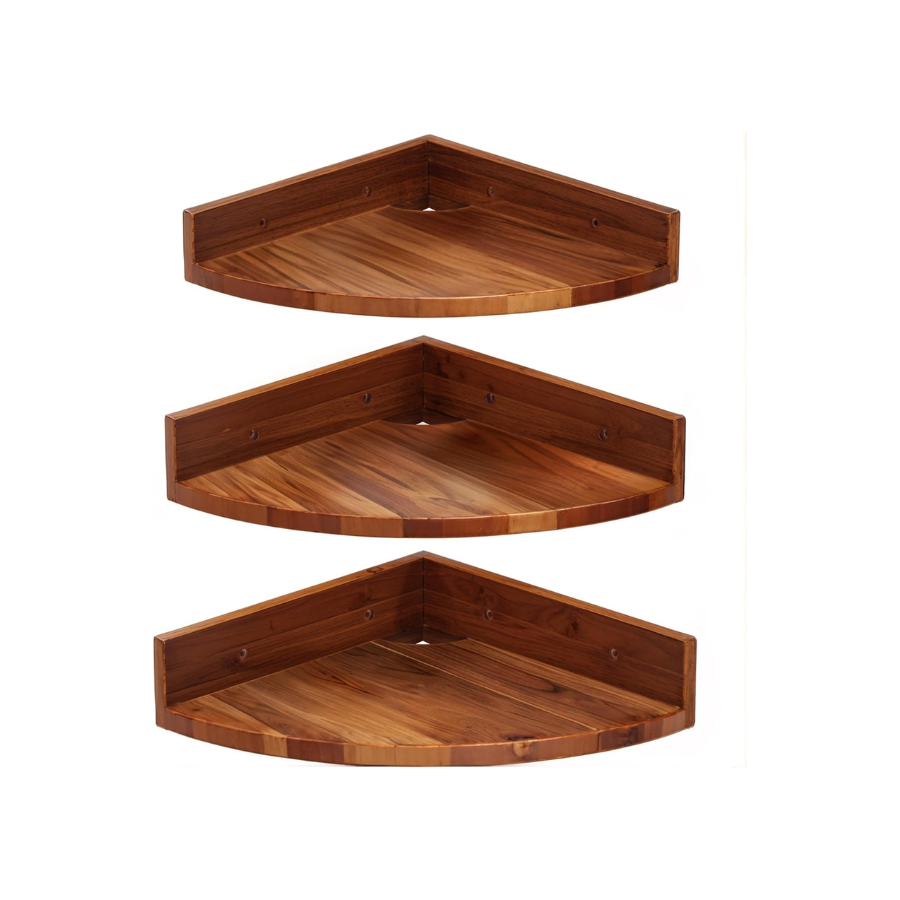 Carpentray Set of 3 Corner Wooden Wall Shelf