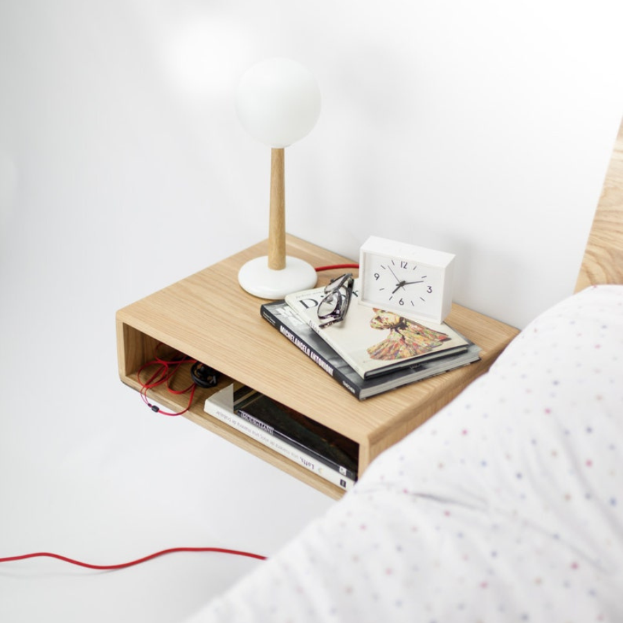 Carpentray wooden wall bedside Table Open shelf