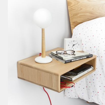 carpentray wooden wall bedside table open shelf