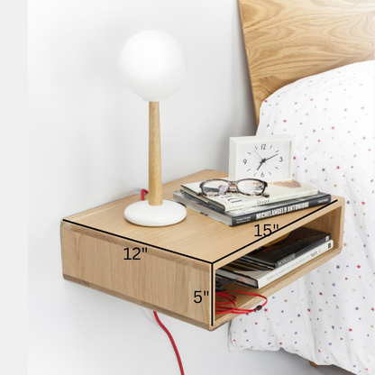 carpentray wooden wall bedside table open shelf