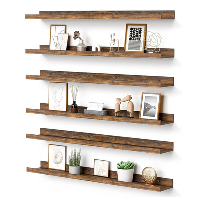 carpentray 30in. long u shape wooden wall shelf set of 6