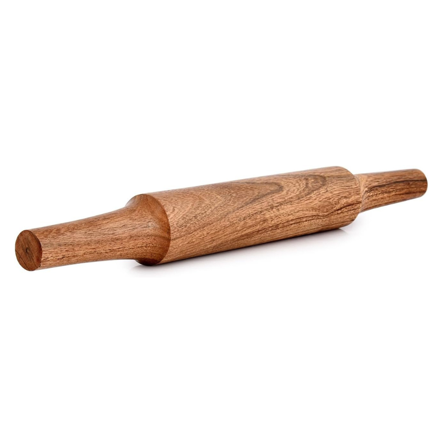 Carpentray 16" Long Wooden Chakla Belan Acacia Wood Dough Roller Wooden Handle, Pastry Roller, Baking Kitchen Supplies for Bread, Pizza Dough, Pie, Cookies (16" X 2" X 2")