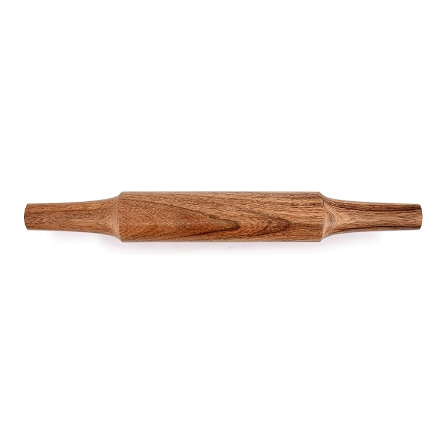 carpentray 16" long wooden chakla belan acacia wood dough roller wooden handle, pastry roller, baking kitchen supplies for bread, pizza dough, pie, cookies (16" x 2" x 2")