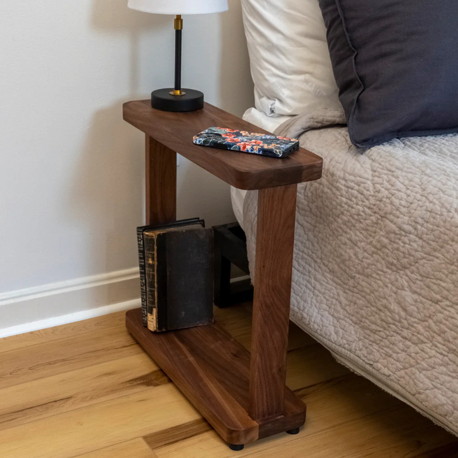 Carpentray Wooden Sofa Side Table Brown